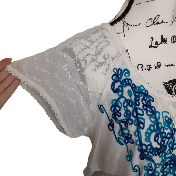 Vintage 90s Tie Dye Midi Dress Handkerchief Hem Embroidered Resort Wear 3X NWT - Picture 5 of 13